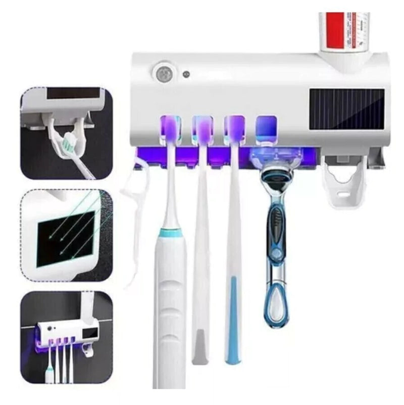 Porta Escova de Dente com Esterilizador UV e Suporte para Pasta