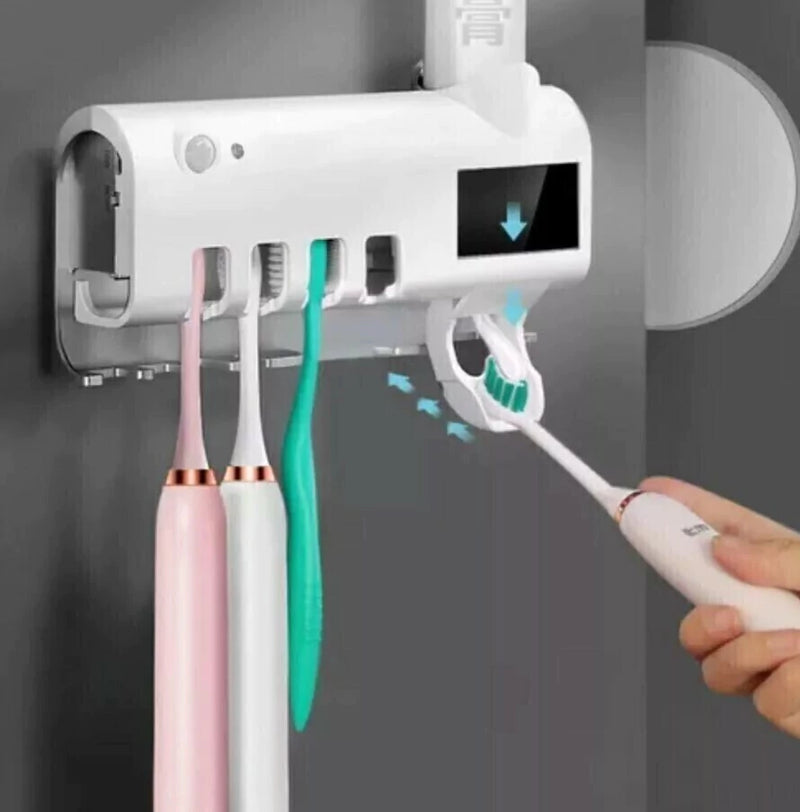 Porta Escova de Dente com Esterilizador UV e Suporte para Pasta